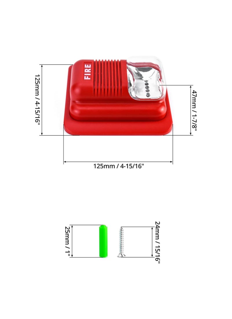 Generic - Fire Alarm, 12 / 24V DC Wired Sound and Light Fire Alarm Warning Strobe Siren Horn, Sound Alarm Security System Sensor - Image 1