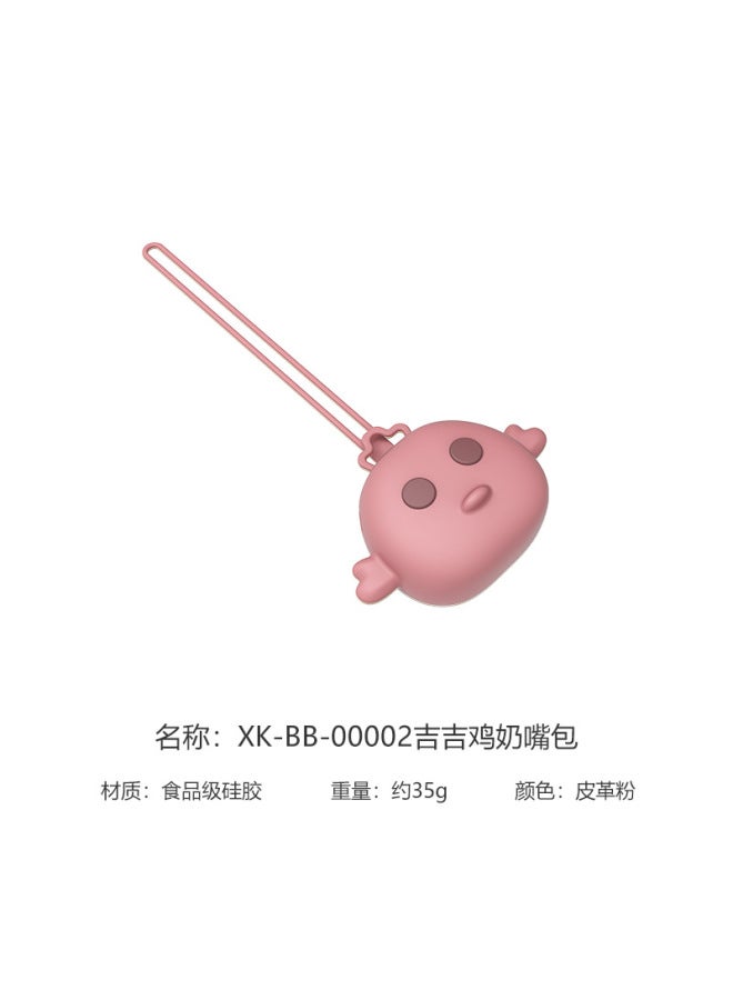 Fda Silicone Jiji Chicken Pacifier Clip Storage Bag With Lanyard Pacifier Chain Teether Storage