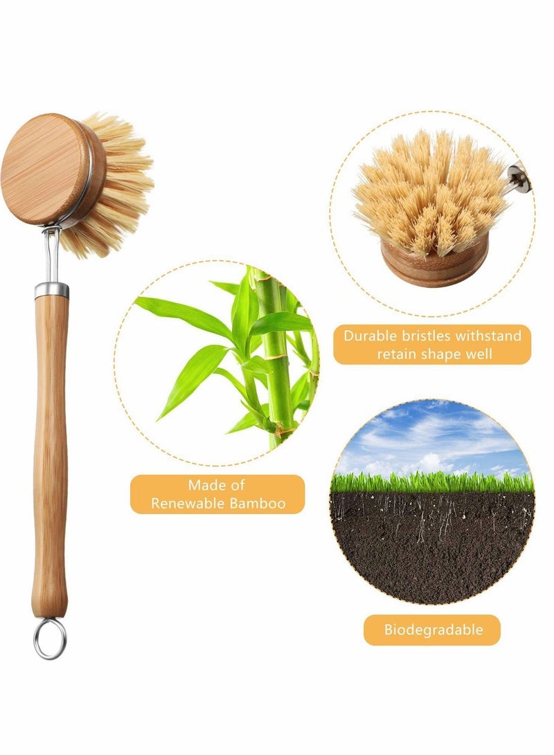 Y&D Wooden Kitchen Dish Brush, Include Bamboo Scrub Cleaning Brush and Replacement Heads for Room Supplies 8 Pieces - Image 2