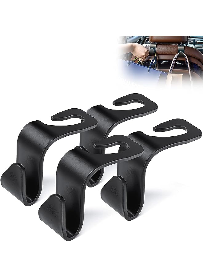 PROMASS Vehicle Car Backseat Headrest Hanger Storage Organizer-Strong and Deep Enough for Handbags, Purses, Coats, and Grocery Bags, Bottle Holder (4 Black) - Image 1