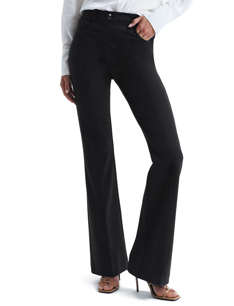 Houmous S-XXL 29''31''33''35'' Inseam Women's Bootcut Dress Pants w/Pocket Stretch Work Lounge Pant Office Casual Pants Black - Image 1