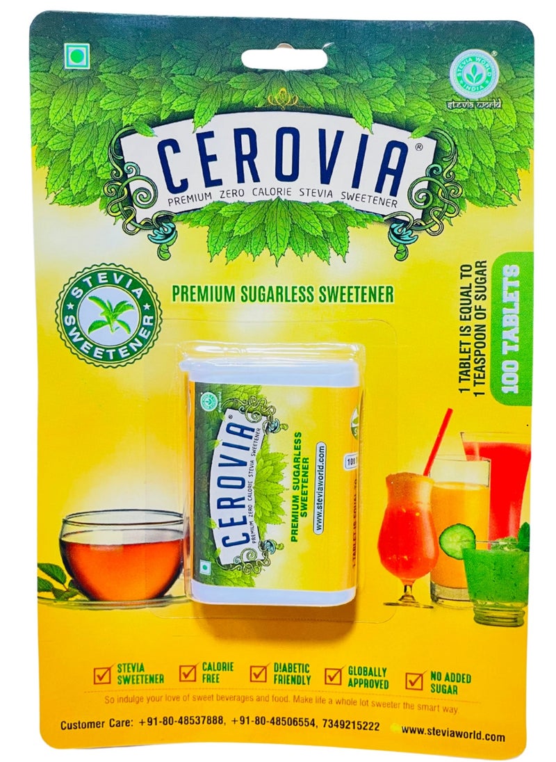 Cerovia CEROVIA - STEVIA 100 TABLETS (Premium Sugarless Sweetener-Sugar Free)  - Image 1