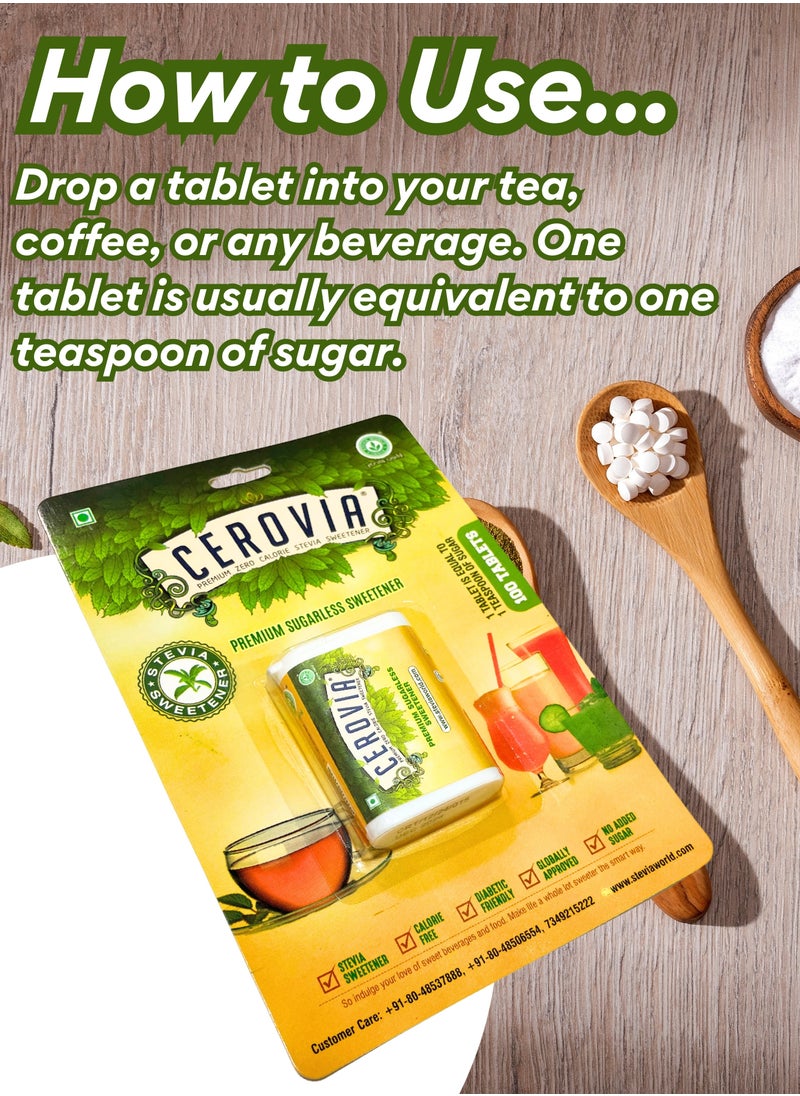 Cerovia CEROVIA - STEVIA 100 TABLETS (Premium Sugarless Sweetener-Sugar Free)  - Image 3