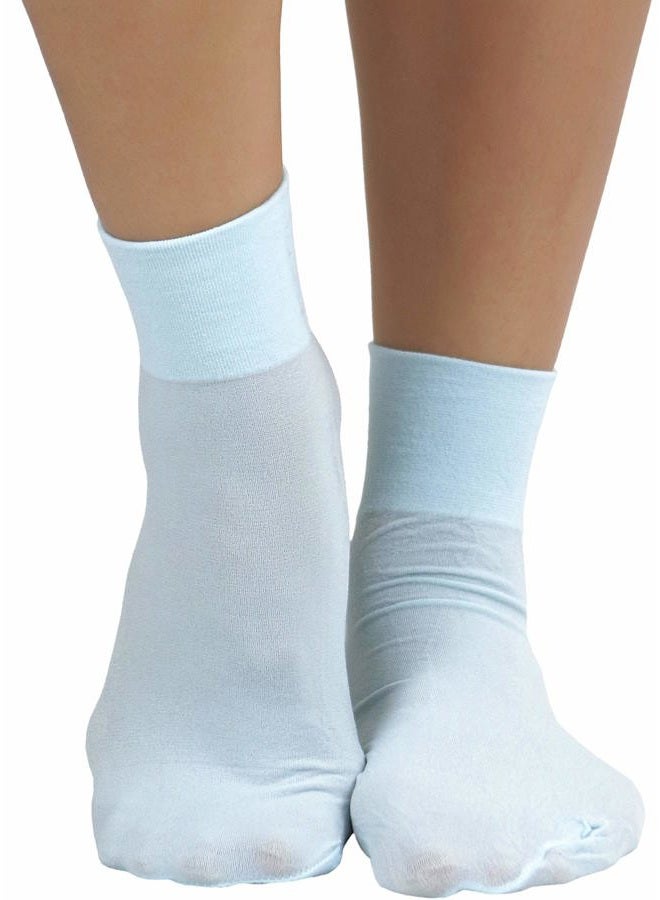 ToBeInStyle Women's Classic Opaque Nylon Anklet Fashion Novelty Socks - Baby Blue - One Size Regular - Image 5