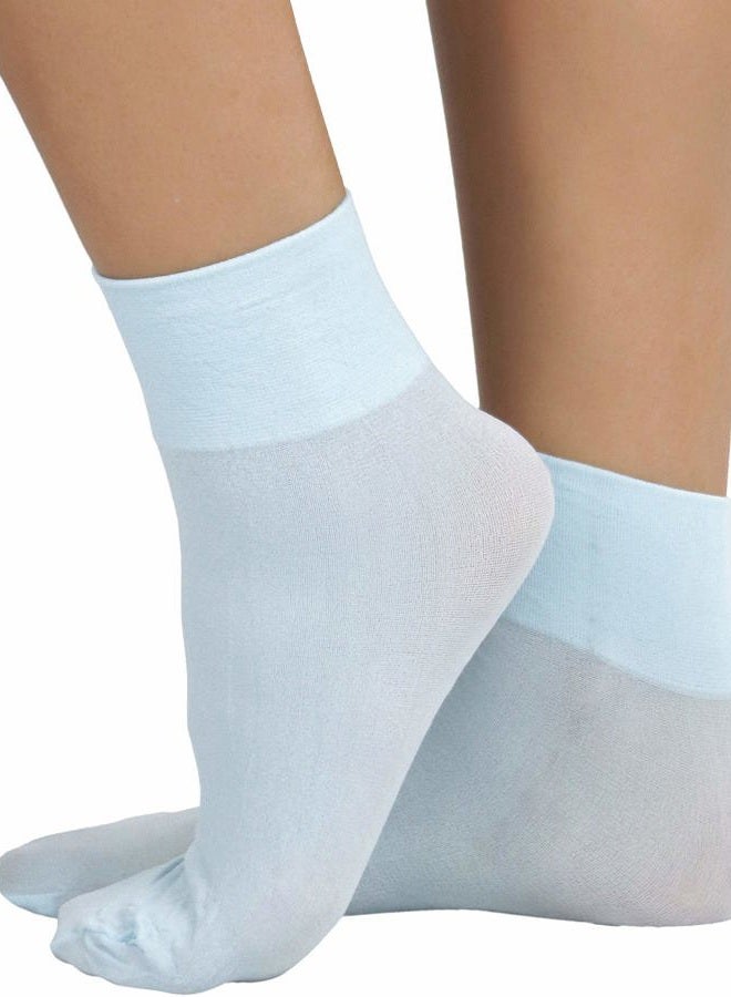 ToBeInStyle Women's Classic Opaque Nylon Anklet Fashion Novelty Socks - Baby Blue - One Size Regular - Image 3