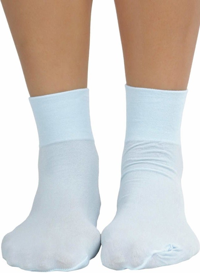ToBeInStyle Women's Classic Opaque Nylon Anklet Fashion Novelty Socks - Baby Blue - One Size Regular - Image 4