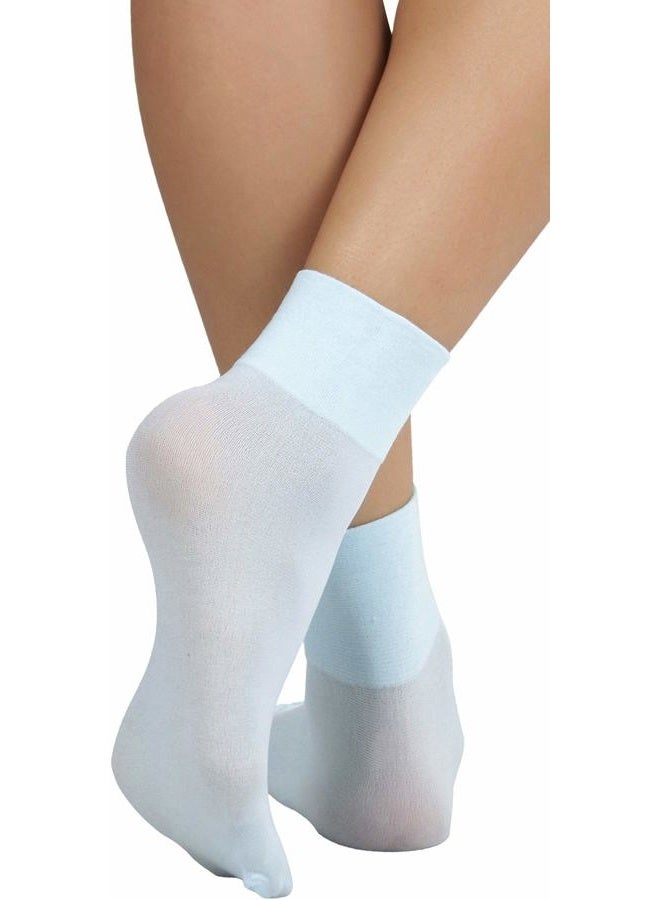 ToBeInStyle Women's Classic Opaque Nylon Anklet Fashion Novelty Socks - Baby Blue - One Size Regular - Image 2