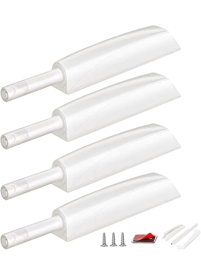 S-TOP Push to Open Door Latch Cabinet Hardware, 4 Pack Magnetic Push Latches with Lock for Hidden Doors, Heavy Duty Magnet Touch Release, White Pop-Out Drawer Pull (White) - Image 1