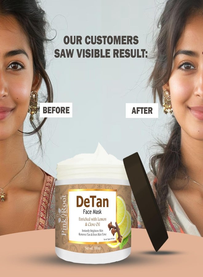 Pink Root Detan Face Mask 100gm, Helps in Tan Removal Whitening Depigmentation Oil Control, Acne & Fairness, Ubtan Glow Face Pack, Skin Brightening Face Pack, Used by All Types of Skin - Image 5