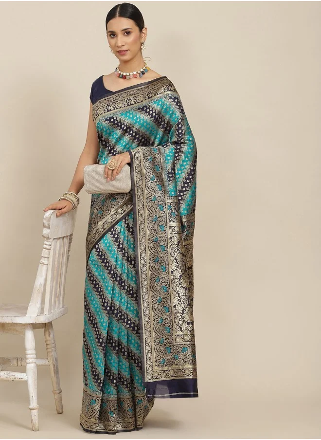 ISHIN Woven Design Zari Banarasi Saree