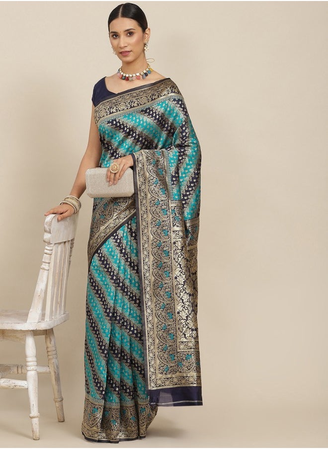 ISHIN Woven Design Zari Banarasi Saree  - Image 1