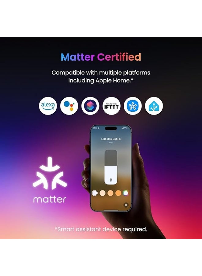 SwitchBot 16.4ft RGB LED Strip Lights for Bedroom, 12V Smart Light Strip with Matter, Works with Apple Home, Alexa, Google Home, Music Sync, Color Changing for Room, Cabinet, Party, Decor - Image 2