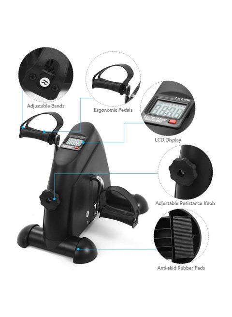 Mini Vélo D'Exercice Portable Himaly - Pédalier Réglable Pour Bras Et Jambes Avec Écran LCD