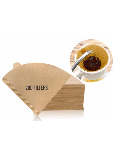 Coffee Filter V60 Cone  2-4 Cups Size 02 Natural Unbleached Paper Pour Over Drippers 200pcs Set Of 2
