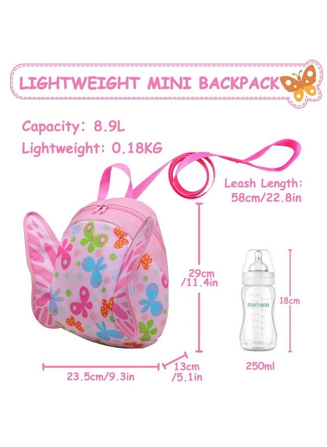 فاشي حقيبة ظهر للأطفال الصغار على شكل فراشة مع مقود خفيفة الوزن للغاية وصغيرة الحجم للعناية النهارية للفتيات باللون الوردي - Image 3