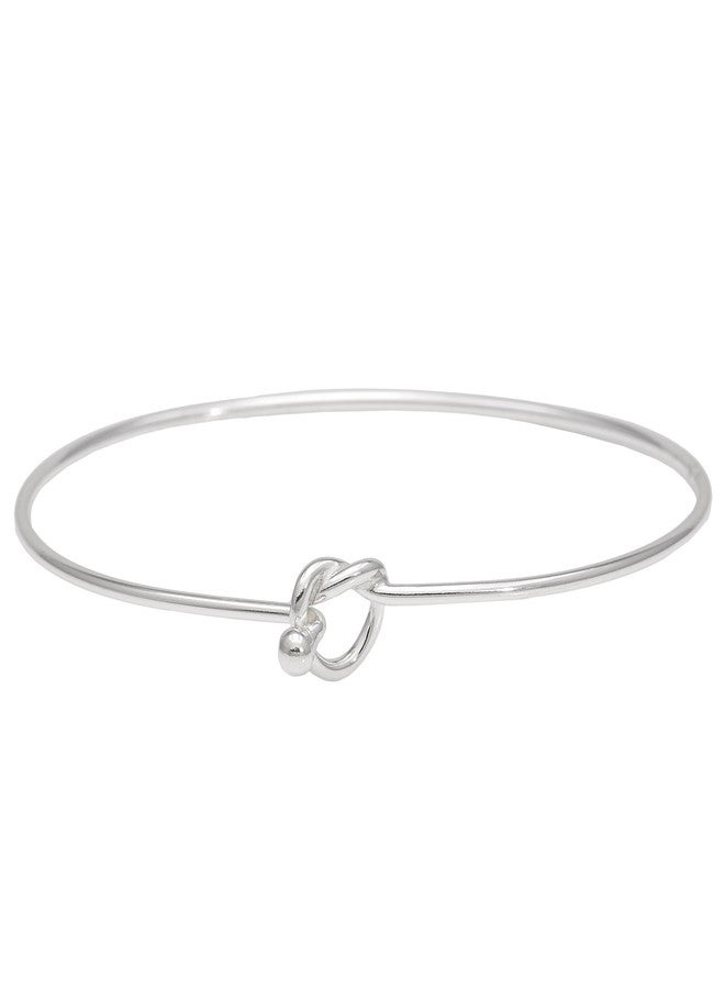 Silverly Friendship Love Knot Sterling Silver Bangles for Women Solid 925 - Classic Friendship Bracelet - Bridesmaid Gift Jewelry - Thin Band Sterling Silver Bracelet for Women - Image 1