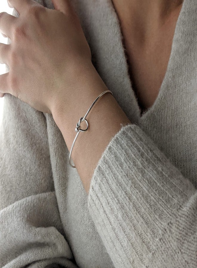 Silverly Friendship Love Knot Sterling Silver Bangles for Women Solid 925 - Classic Friendship Bracelet - Bridesmaid Gift Jewelry - Thin Band Sterling Silver Bracelet for Women - Image 5