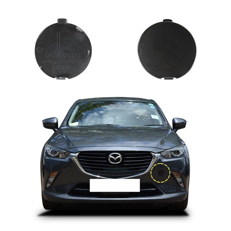 Car Front Bumper Tow Hook Cover Compatible with Mazda CX3 CX3 DK 2014 2015 2016 2017 2018 2019 2020 2021 2022 2023 Trailer Cover Cap DK8A50A12 Small Lid Towing Eye Cap Gray