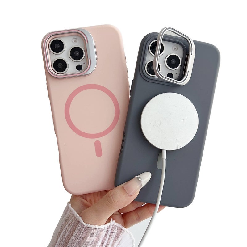 MS غطاء MagSafe بسيليكون لـ iPhone 15 / 15 Plus / 15 Pro / 15 Pro Max مع مغناطيس قوي وحامل قائم مع مقاوم للصدمات مع حماية من السقوط باللون Copper مغناطيسي بوظيفة حامل من السيليكون - Image 4