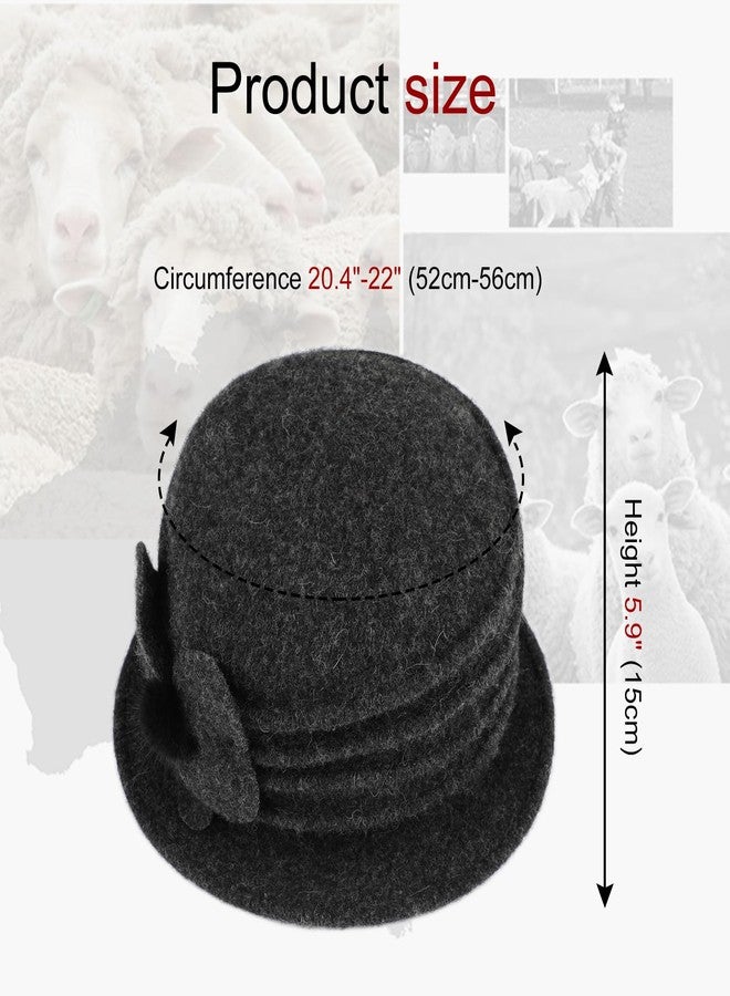 Sumolux Women Beret Hat French Vintage Floral Wool Dress Cloche Classic Winter Hat 1920s - Image 4