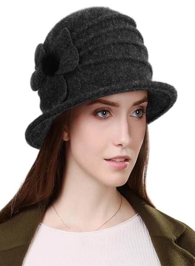 Sumolux Women Beret Hat French Vintage Floral Wool Dress Cloche Classic Winter Hat 1920s - Image 1