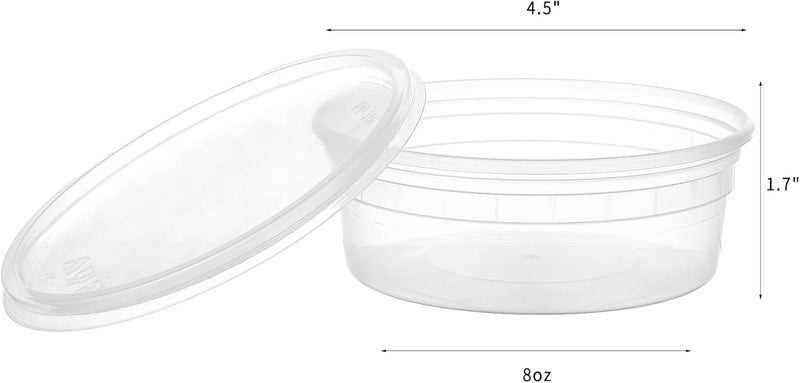 FULING [240Set-8oz] Plastic Deli Food Storage Containers With Lids Disposable Clear Small Togo Jars Bowls For Soup, Meal Prep, Slime | BPA Free | Stackable | Leakproof | Microwave | Dishwasher | Freezer Safe - Image 2