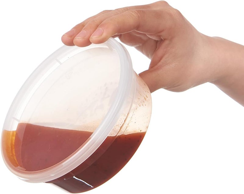 FULING [240Set-8oz] Plastic Deli Food Storage Containers With Lids Disposable Clear Small Togo Jars Bowls For Soup, Meal Prep, Slime | BPA Free | Stackable | Leakproof | Microwave | Dishwasher | Freezer Safe - Image 4