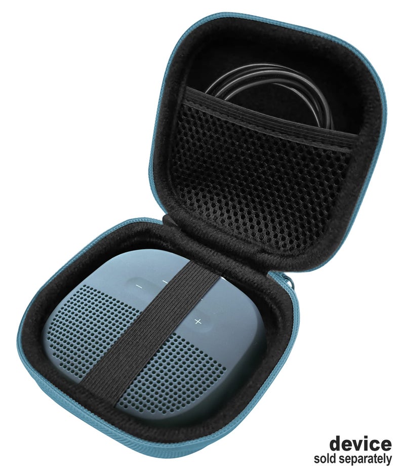 WGear Feature Protective Case for Bose SoundLink Micro Bluetooth Speaker by WGear, Featured Design with mesh Pocket for Cable and Other Accessories, Elastic Strap to Secure Device (Stone Blue case) - Image 4