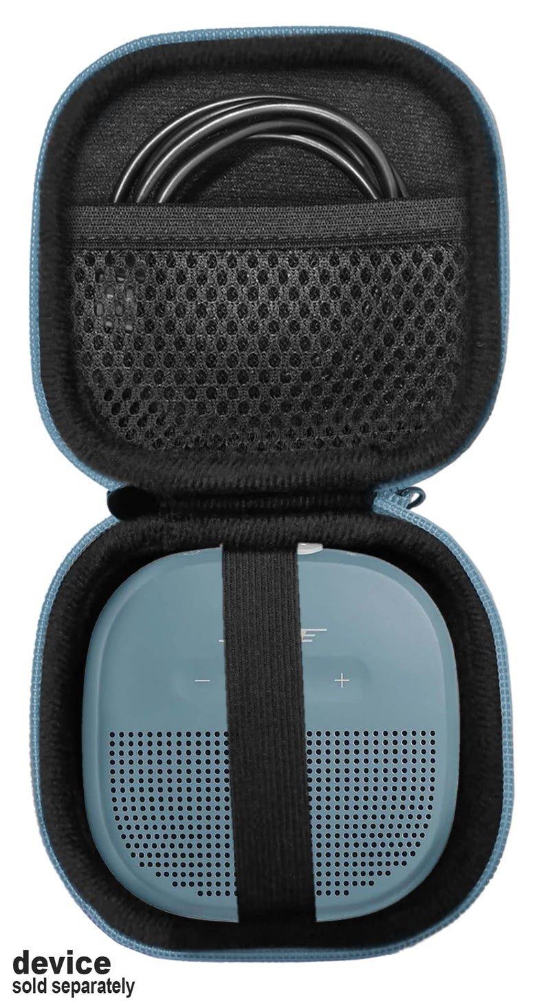 WGear Feature Protective Case for Bose SoundLink Micro Bluetooth Speaker by WGear, Featured Design with mesh Pocket for Cable and Other Accessories, Elastic Strap to Secure Device (Stone Blue case) - Image 3