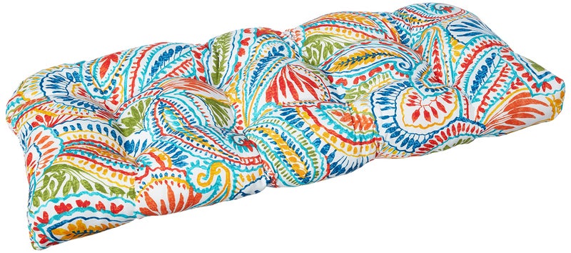 Pillow Perfect Paisley IndoorOutdoor Sofa Setee Swing Cushion Tufted Weather and Fade Resistant 19 x 44 BlueMulti Ummi