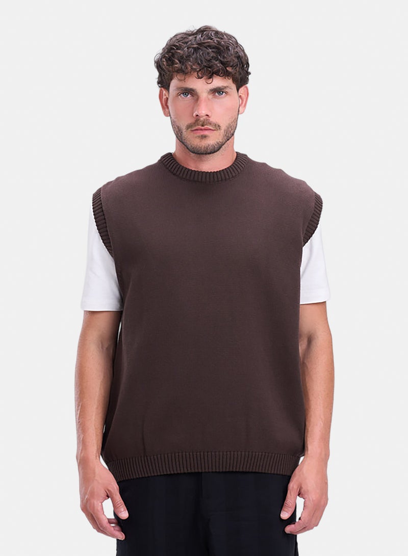 bowline Brown Round Knitwear Vest - Image 2