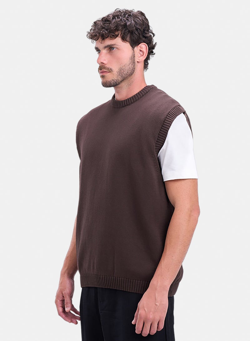 bowline Brown Round Knitwear Vest - Image 1