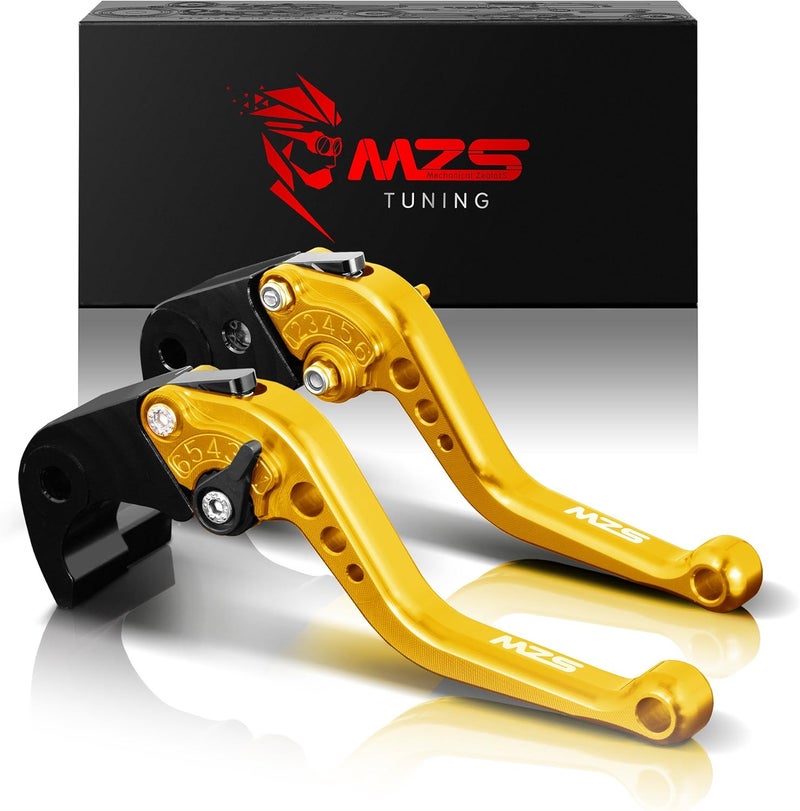 MZS Gold Motorcycle Brake Clutch Levers Short Adjustable CNC for GSXR 600/750/1000, SV650, DL650, GSX250R - Image 1