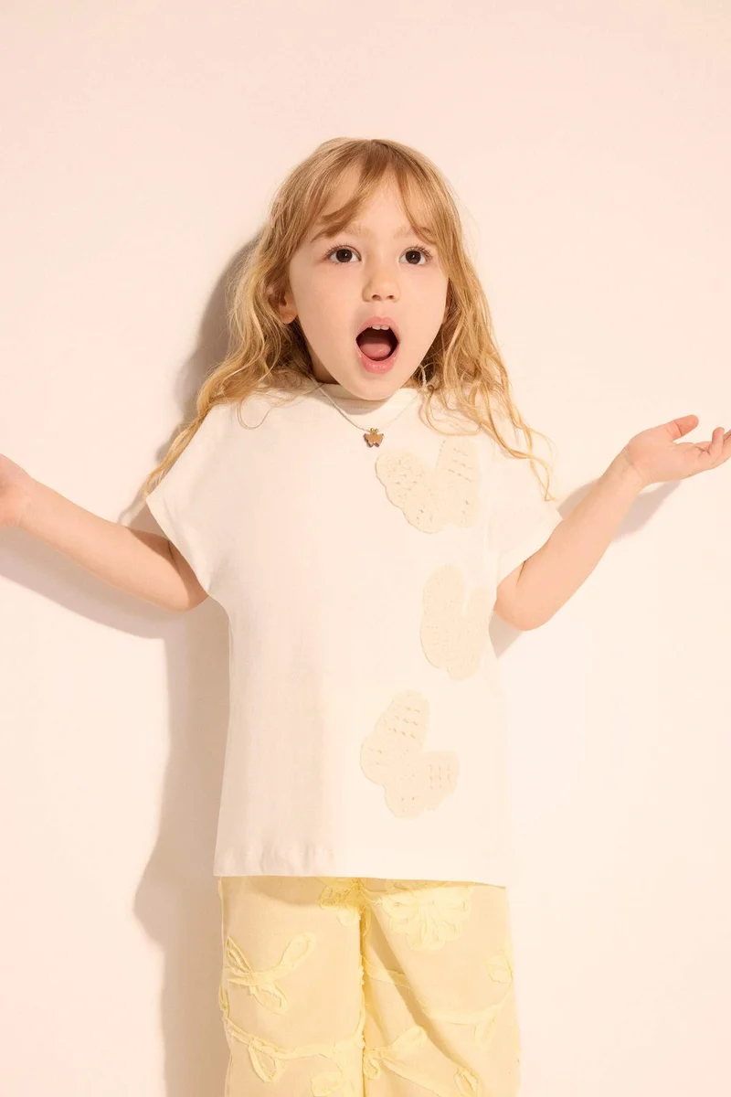 ديفاكتو Baby Girl Regular Fit 3D Short Sleeve T-Shirt