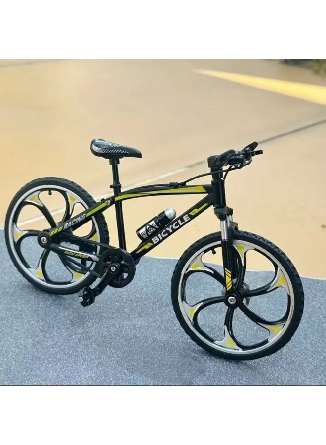 Alloy Bicycle Model Simulation Mountain Bike Speed Drop Car Road Bike Bicycle Ornaments Gift Toys Cross-border-Color:Shock-absorbing Mountain Bike Yellow And Black  20*6*14  - Image 1