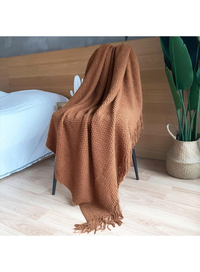 LOMAO LOMAO Knitted Throw Blanket with Tassels Bubble Textured Lightweight Throws for Couch Cover Home Decor  - Image 5