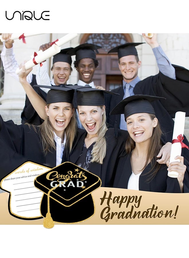 Unique 30PCS Graduation Advice Cards - Graduation Cap Card - Advice Cards for Graduates - Graduation Message Cards - Greeting Cards - Postcard-style Gold Foil Sparkling Graduation Card Set - Blank Cards for Congratulations, Invitations, Messages, Sturdy Design Suitable for Celebrations and Special Occasions - Image 5