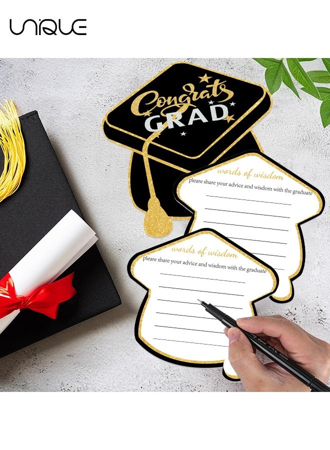 Unique 30PCS Graduation Advice Cards - Graduation Cap Card - Advice Cards for Graduates - Graduation Message Cards - Greeting Cards - Postcard-style Gold Foil Sparkling Graduation Card Set - Blank Cards for Congratulations, Invitations, Messages, Sturdy Design Suitable for Celebrations and Special Occasions - Image 3