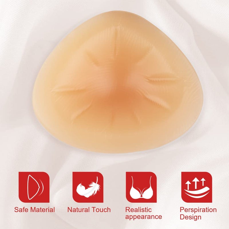ONEFENG Triangle Silicone Breast Form Mastectomy Prosthesis Concave Bra Enhancer Inserts (1 Piece) - Image 2