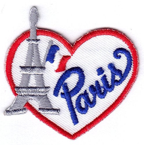 PARIS HEART FRANCE EIFFEL TOWER FRENCHIron On Embroidered Patch