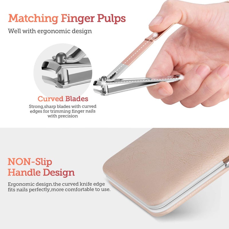 DOCOSS DOCOSS 18 IN 1 Stainless Steel Professional Manicure  Pedicure Kit For Women Includes Scissors A Nail cutter Acne Remover needle Blackhead Tool With Leather Case - Image 2