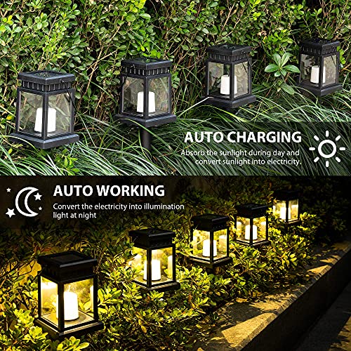 SOLPEX Solar Lanterns Outdoor Waterproof, 8 Pack Solar Lights Outdoor LED Hanging Lantern Lights, Candle Effect Decorative Lights with Stakes for Outside, Garden, Patio, Porch, Yard, Pathway - Image 5