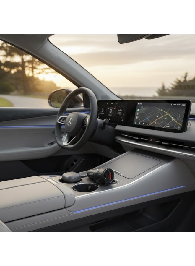 شاحن سيارة ون براند 38 واط فائق السرعة - منفذ مزدوج USB-C PD و USB-A QC 3.0 - متوافق مع آيفون، سامسونج جالكسي ، آيباد، والتابلت - شحن سريع، تصميم مدمج، لون أسود - Image 4