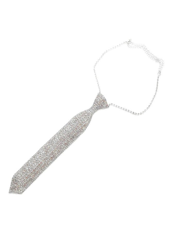 Ylucky Sparkly Rhinestone Necktie Necklace Glitter Crystal Collar Choker Women Wedding Bridal Neck Tie Evening Party Scarf (A-9.5") - Image 3