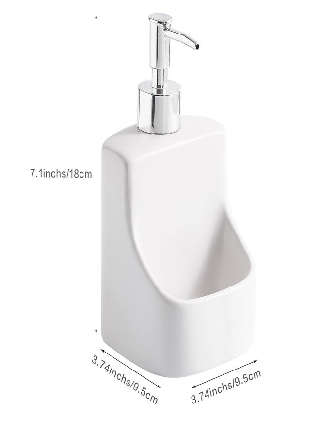 Jung Ford 2 in 1 Soap Dispenser with Sponge Holder, Ceramic Kitchen Soap Dispenser with Built-in Organizer, Countertop Sink Caddy for Dish Soap or Hand Soap, Bathroom Kitchen Storage (White) - Image 5