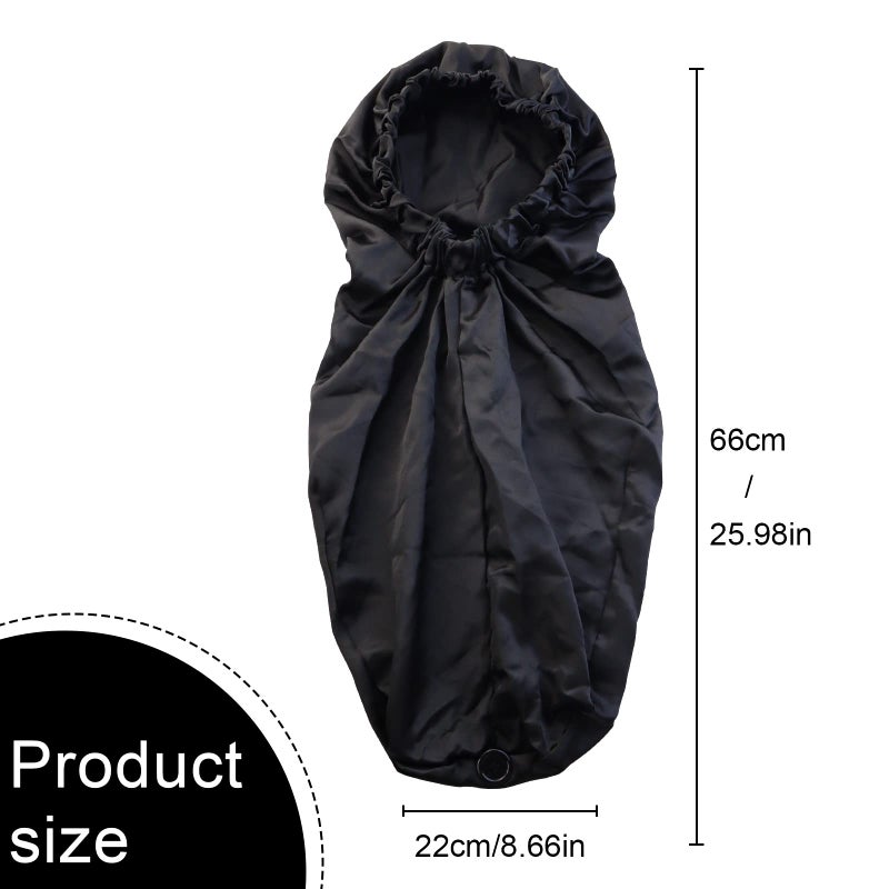 TCOTBE 3 Pcs Foldable Extra Long Sleeping Caps Soft Stain Satin Hair Braid Bonnet with Button Comfortable Single Lay Hair Covers Long Braids Bonnet for Women with Long Hair Deadlocks Curly Hair Blue - Image 2