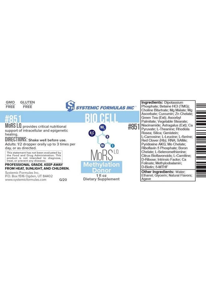 سيستميك فورميولاز - الصيغ النظامية MORS LQ - وظيفة الدماغ/الناقل العصبي، 1 أونصة سائلة، Bio Cell #851. استقلاب الهوموسيستين. - Image 1