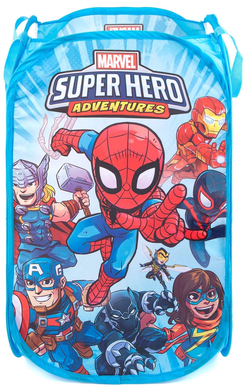 Jay Franco Marvel Super Hero Adventures Pop Up Hamper  Mesh Laundry BasketBag with Durable Handles  Features Spiderman Iron Man Captain America  Thor Official Marvel Product