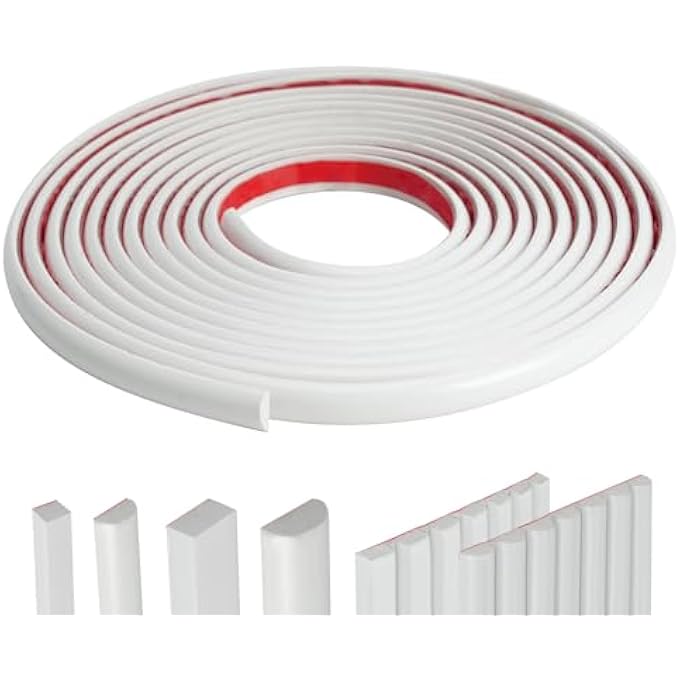 0.79IN*10FT SEMI-CIRCULAR FLEXIBLE PEEL ANDSTICK TRIM MOLDING TRIM FOR BACKSPLASH TILE, EDGE, WALLS.BORDERS, LATTICE WINDOW, FLEXIBLE AND SELFADHESIVE TRIM.WHITE (SEMI-CIRCLE-0.79N) - Image 1