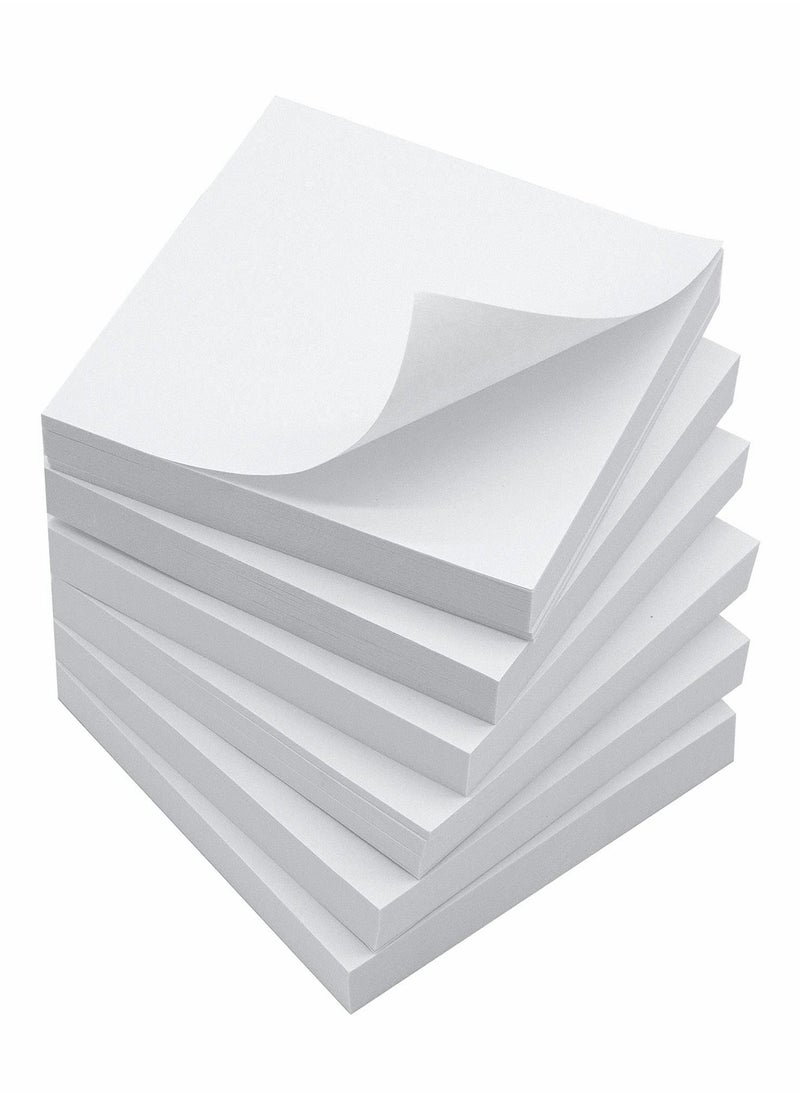 KASTWAVE Sticky Notes 3x3 Inches, 600 Sheets White Color Self-Stick Pads, 6 Pads/Pack, 100 Sheets/Pad, Great Value Pack  - Image 1